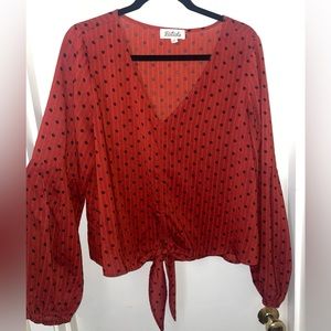 Polka Dot Bell Sleeve Blouse